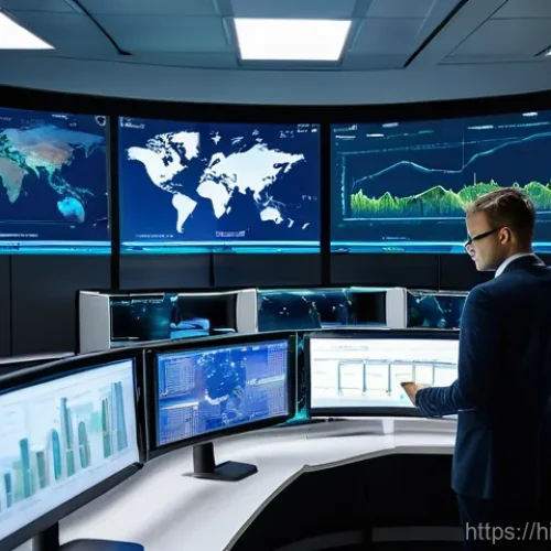 물류관리사 자격증 취득 후 커리어 - **Prompt 1: Modern Global Supply Chain Control Room**

    A high-angle, wide shot of a futuristic, ...