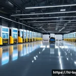 물류관리사와 자동화 기술 트렌드 - **Prompt:** "A brightly lit, spacious, and ultra-modern smart warehouse interior. Sleek, white and m...