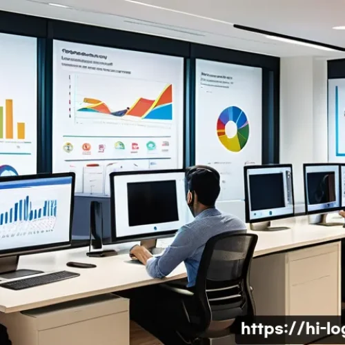 물류관리사 물류 수요 예측 - A modern office environment showing a diverse team of Indian professionals analyzing large digital d...